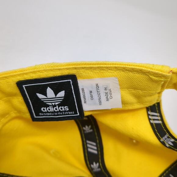 Adidas Trefoil Logo Slideback Baseball Hat Yellow One Size Embroidered - Picture 9 of 9